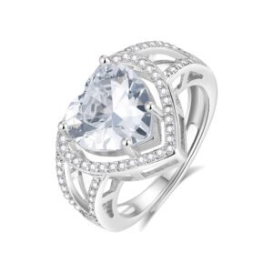 Heart halo zircon ring