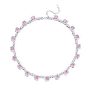 Pink Clustered Tennis necklace