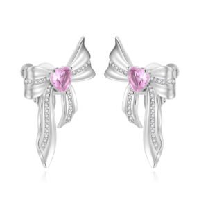 Bow-shaped metal clip earrings