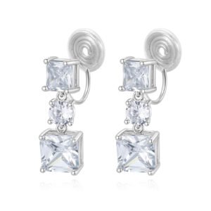 square cut drop ear clips earrings