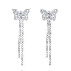 Sparkling Butterfly with Tassel Earrings