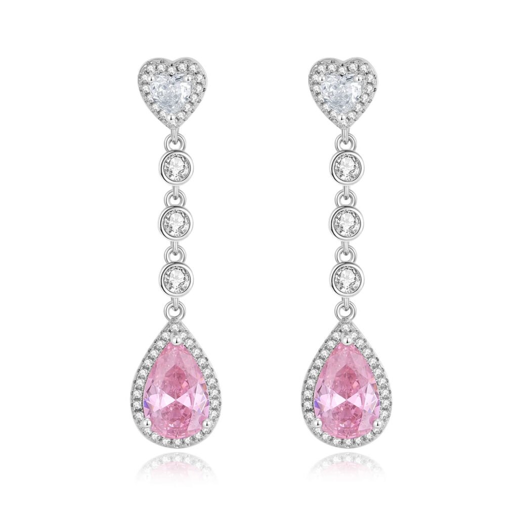 Pink teardrop drop earrings