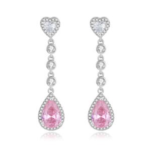 Pink teardrop drop earrings