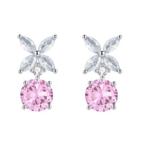 Marquise 4 Petal Cluster with pink round cut Zirconia Earrings