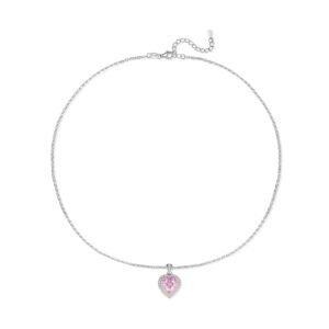 Heart-Shaped Pink Halo Pendant Necklace